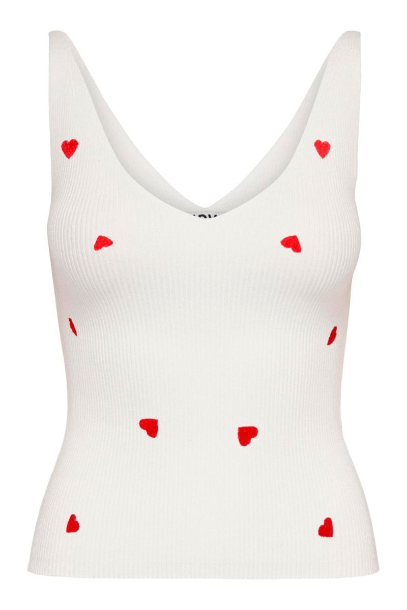 JDY - Top - JDY Nanna S/L Embroidery Top - Cloud Dancer/Heart