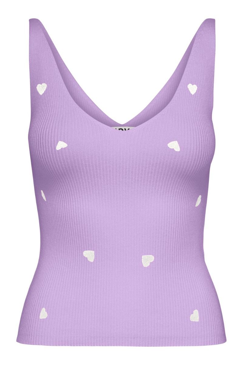 JDY - Top - JDY Nanna S/L Embroidery Top - Purple Rose/Heart