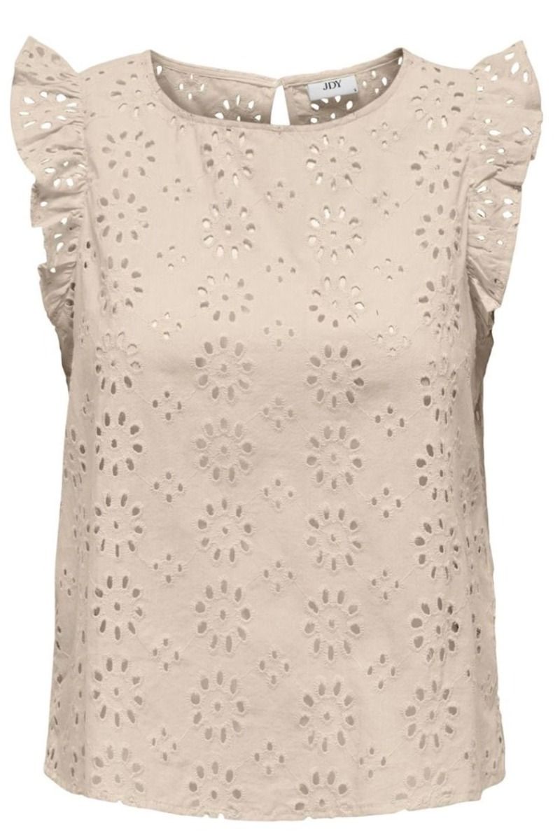 JDY - Top - JDY Vola S/L Embroidery Top - Sandshell