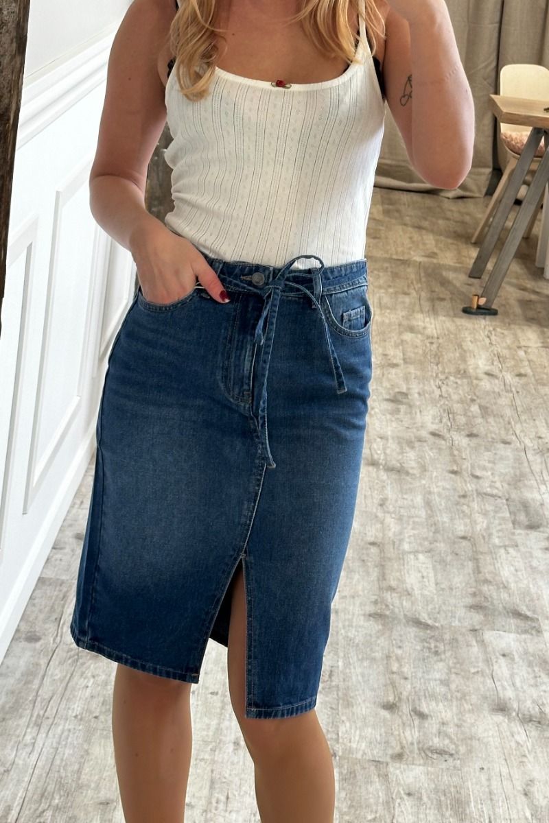 JDY - Nederdel - Jdybella Mw Midi Tie Skirt - Dark Blue Denim