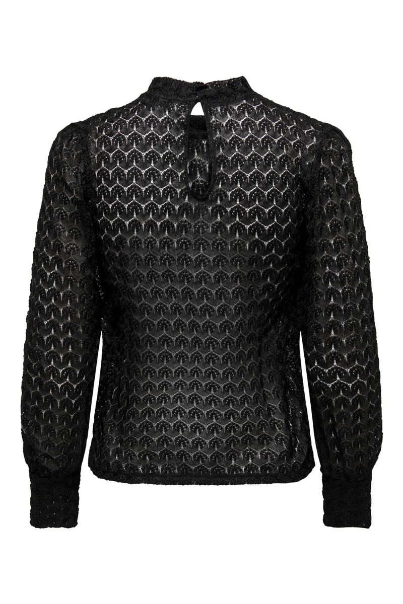 JDY - Bluse - JDY Avery L/S Lace Top NOOS - Black 