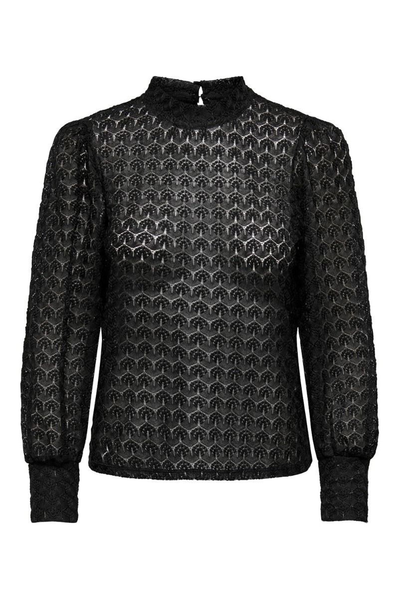 JDY - Bluse - JDY Avery L/S Lace Top NOOS - Black 