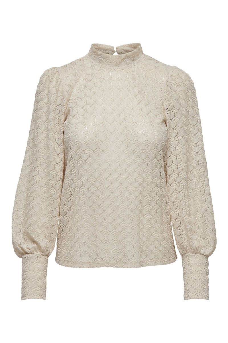 JDY - Bluse - JDY Avery L/S Lace Top - Sandshell