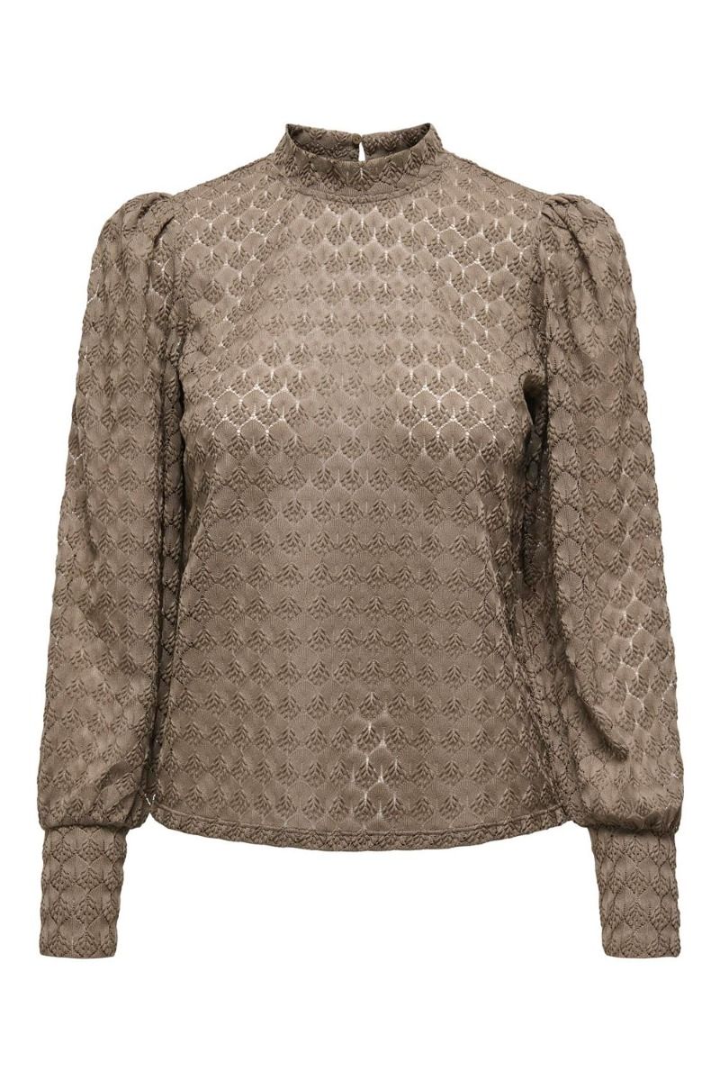 JDY - Bluse - JDY Avery L/S Lace Top - Walnut