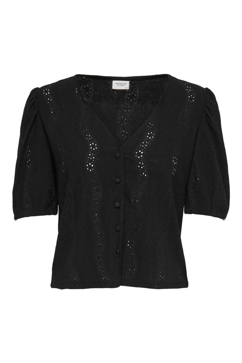 JDY - Bluse - Carmen 2/4 Button Top - Black 