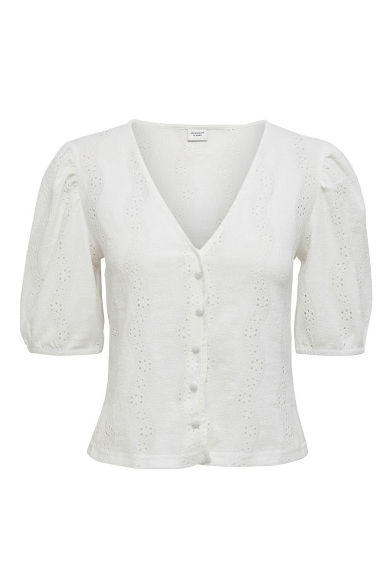JDY - Bluse - Carmen 2/4 Button Top - Cloud Dancer