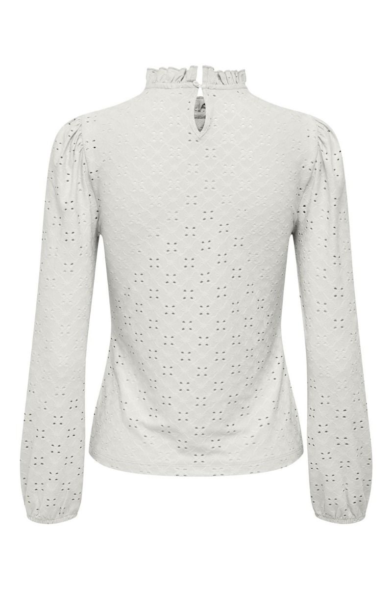 JDY - Bluse - JDY Cathinka L/S Frill Top - Cloud Dancer