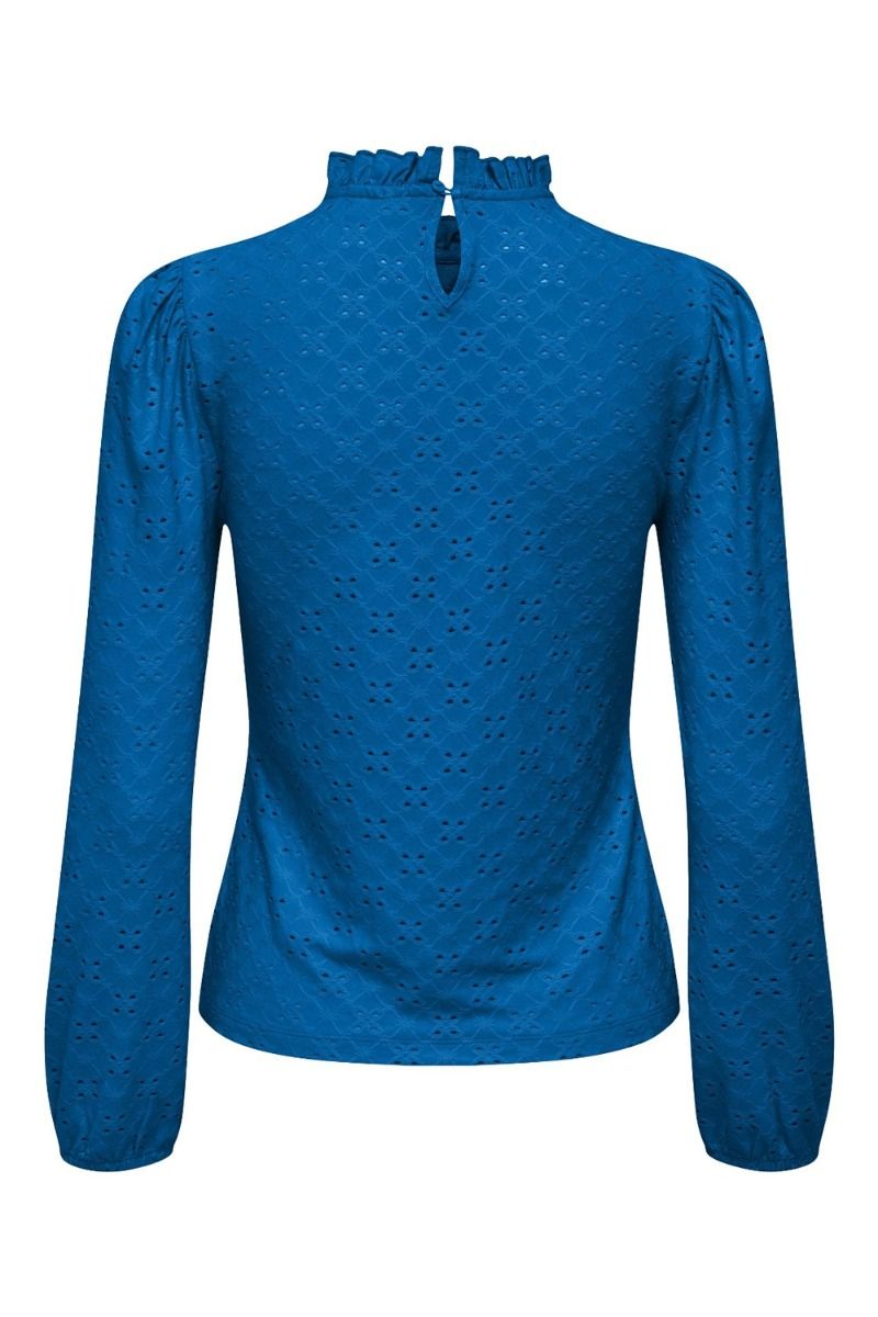 JDY - Bluse - JDY Cathinka L/S Frill Top - Directoire Blue
