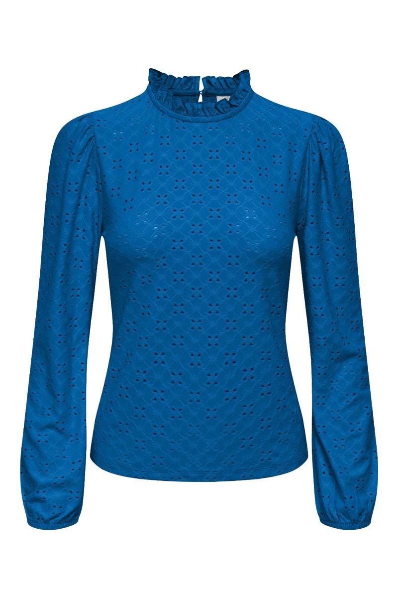 JDY - Bluse - JDY Cathinka L/S Frill Top - Directoire Blue