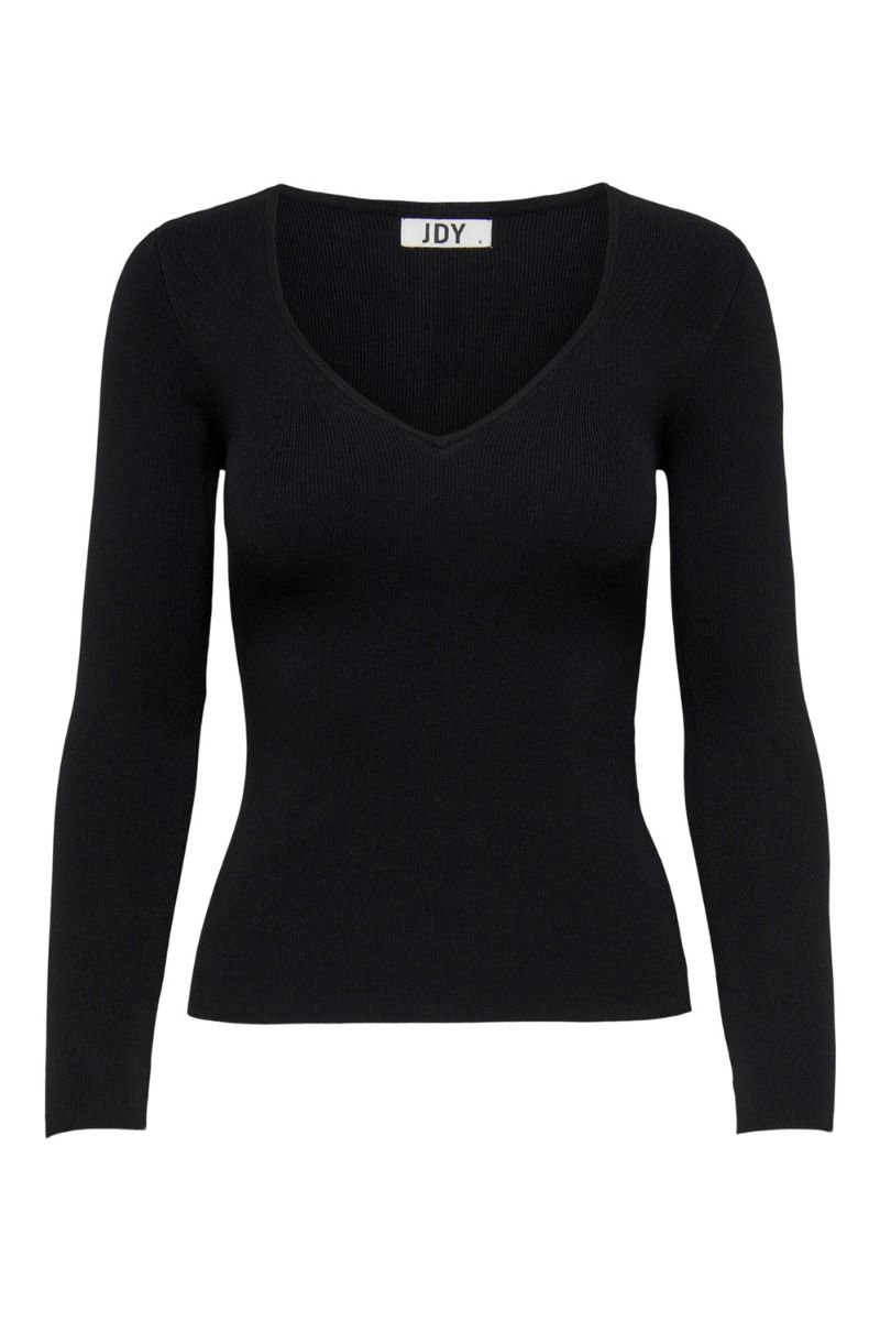 JDY - Bluse - JDY Cirkeline Life LS Heart Pullover Knit - Black