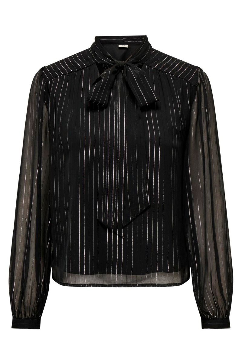 JDY - Bluse - JDY Cody L/S Bow Top - Black