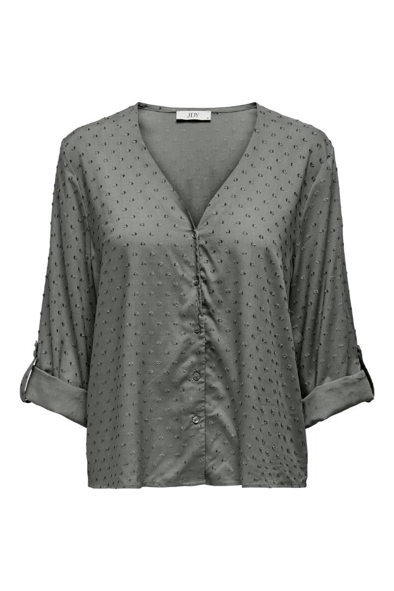 JDY - Skjorte - JDY Diana Life 7/8 Dobby Shirt Wvn Noos - Castor Gray