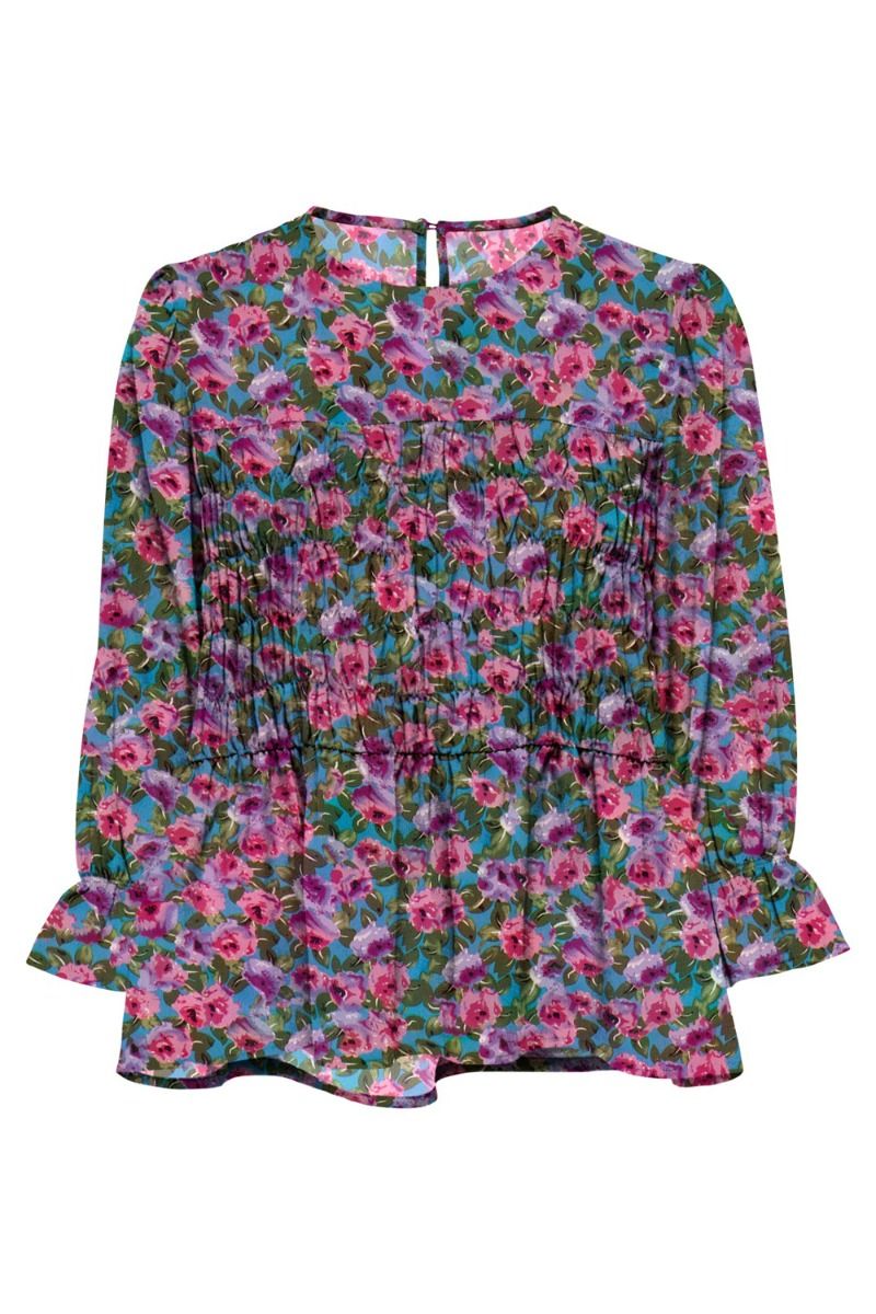 JDY - Bluse - JDY Ella 3/4 Smock Top - Bluejay/Roses