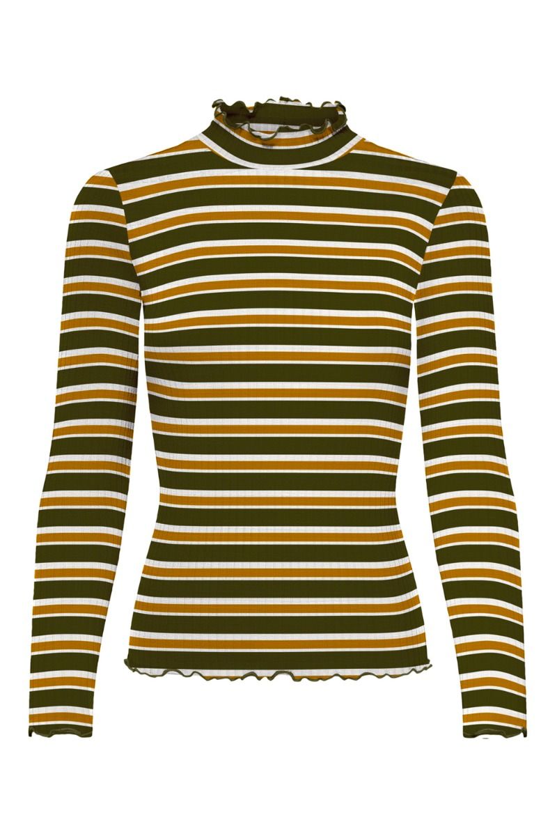 JDY - Bluse - JDY Fransiska LS Highneck Top - Deep Depths Seedpearl/Buckhorn Brown