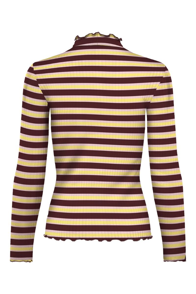 JDY - Bluse - JDY Fransiska LS Highneck Top - Plum Wine Mauve Shadows/Warm Olive