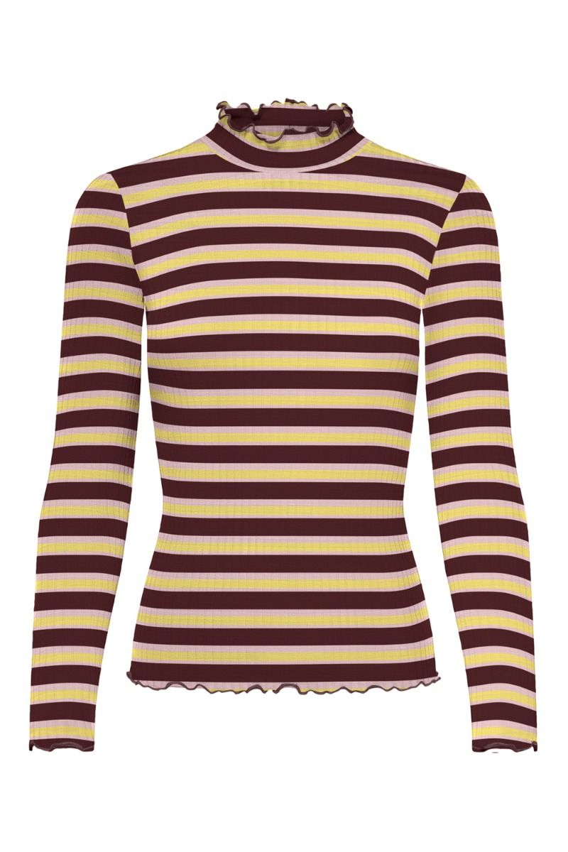 JDY - Bluse - JDY Fransiska LS Highneck Top - Plum Wine Mauve Shadows/Warm Olive