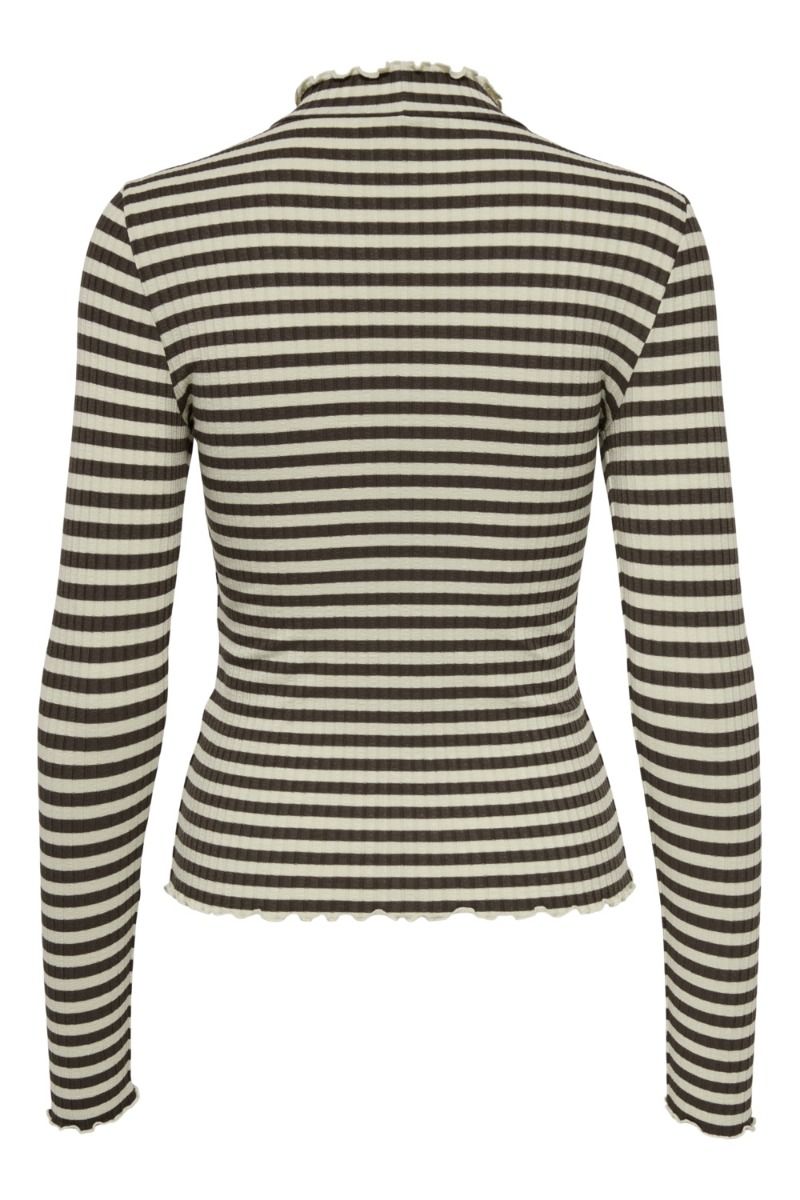 JDY - Bluse - JDY Fransiska LS Stripe Top - Chocolate Brown