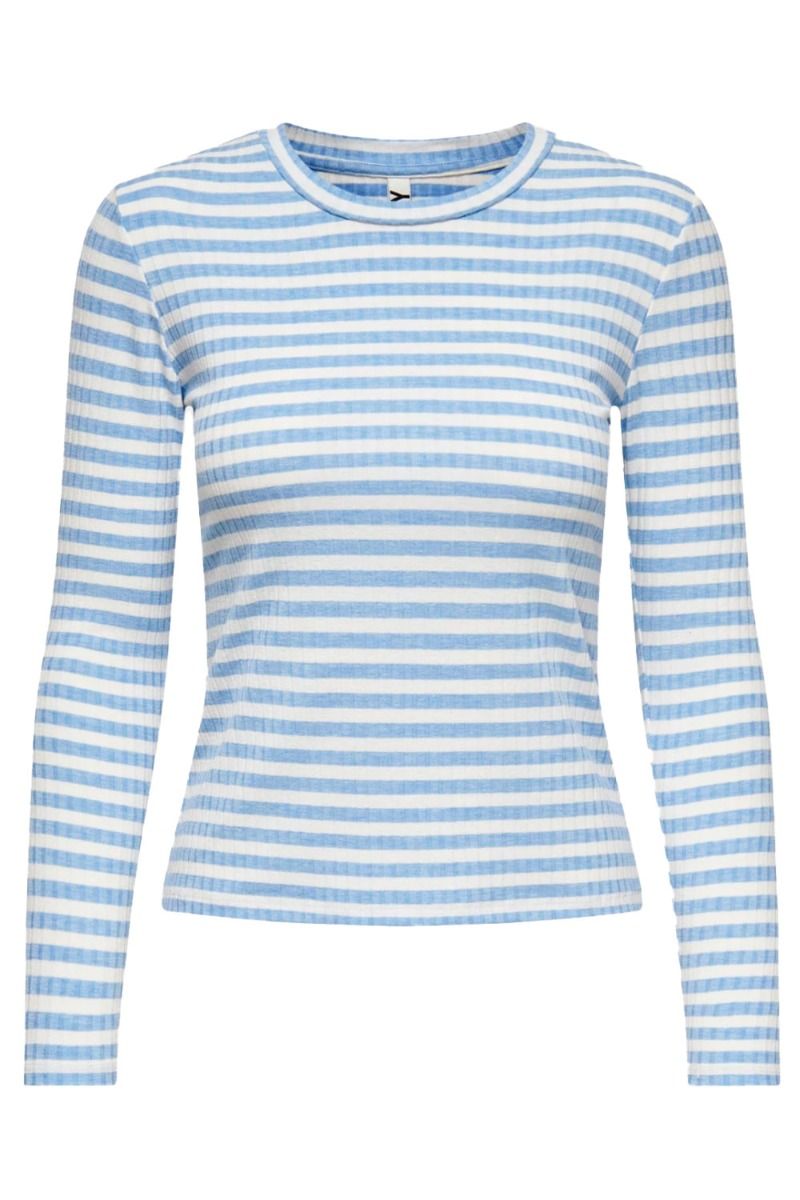 JDY - Fransiska L/S Stripe O-Neck Top - Della Robbia Blue