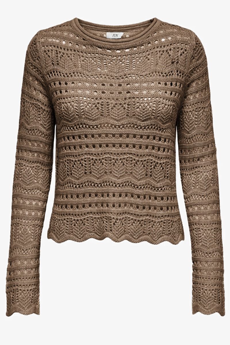 JDY - Bluse - JDY Sun Lay L/S Boatneck Pullover - Walnut