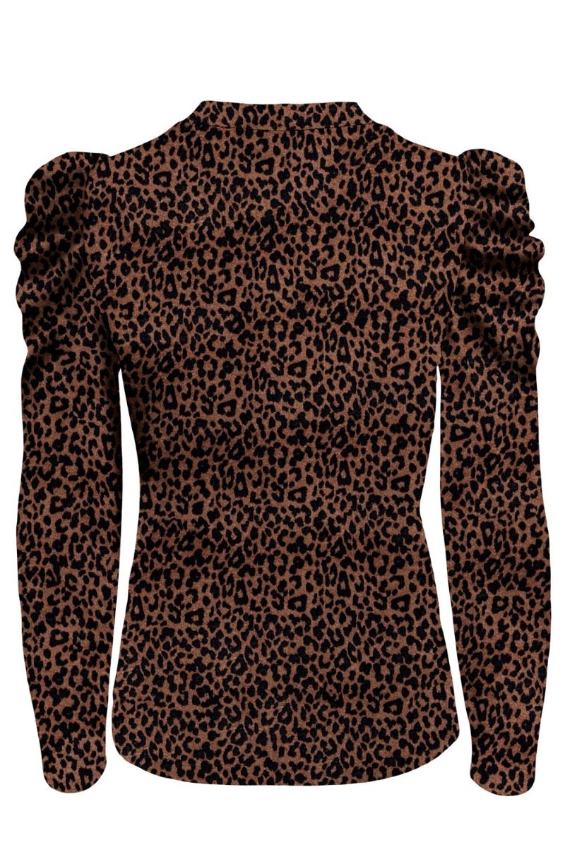 JDY - Bluse - JDY Tonsy L/S Puff Sleeve Top - Acorn Leo