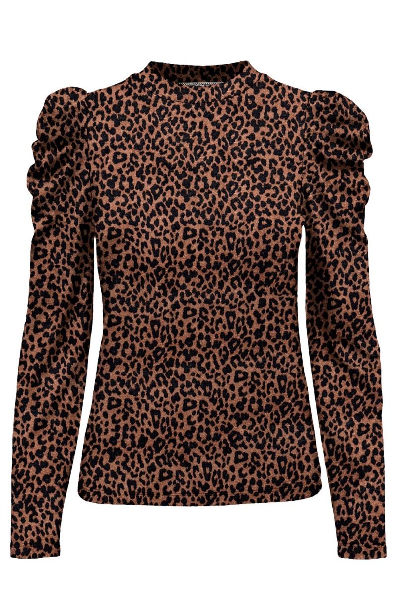 JDY - Bluse - JDY Tonsy L/S Puff Sleeve Top - Acorn Leo