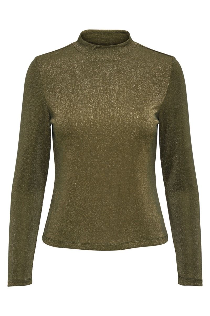 JDY - Bluse - JDY Lea L/S Highneck Top - Scarab