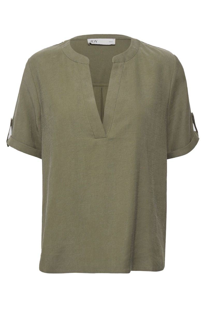 JDY - Bluse - JDY Olli S/S V-Neck Shirt - Kalamata