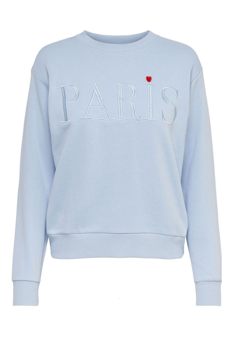 JDY - Bluse - JDY Paris L/S Embroided Sweat - Cashmere Blue
