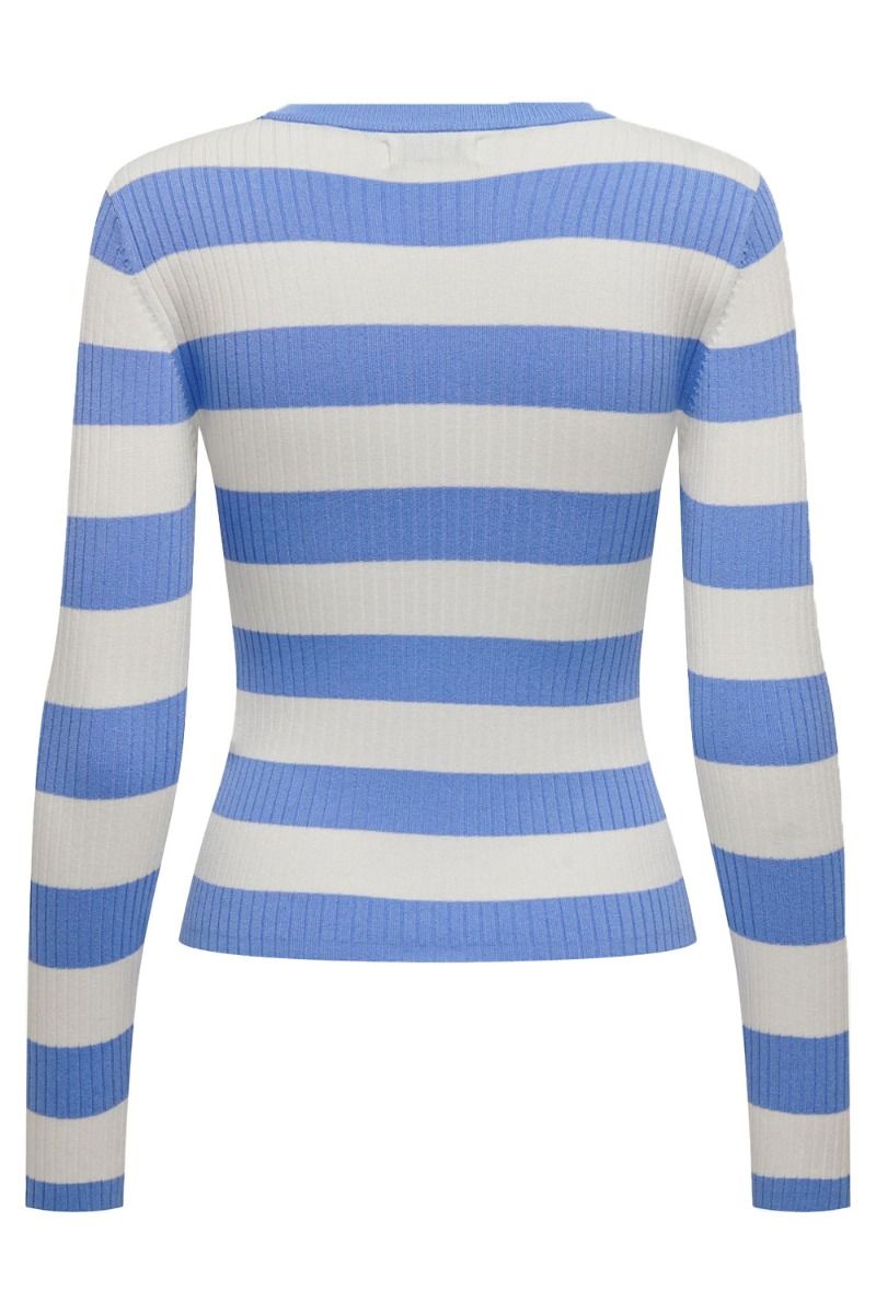 JDY - Bluse - JDY Plum L/S O-Neck Stripe Pullover - Cornflower Blue