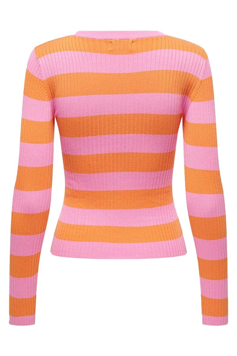 JDY - Bluse - JDY Plum L/S O-Neck Stripe Pullover - Begonia Pink