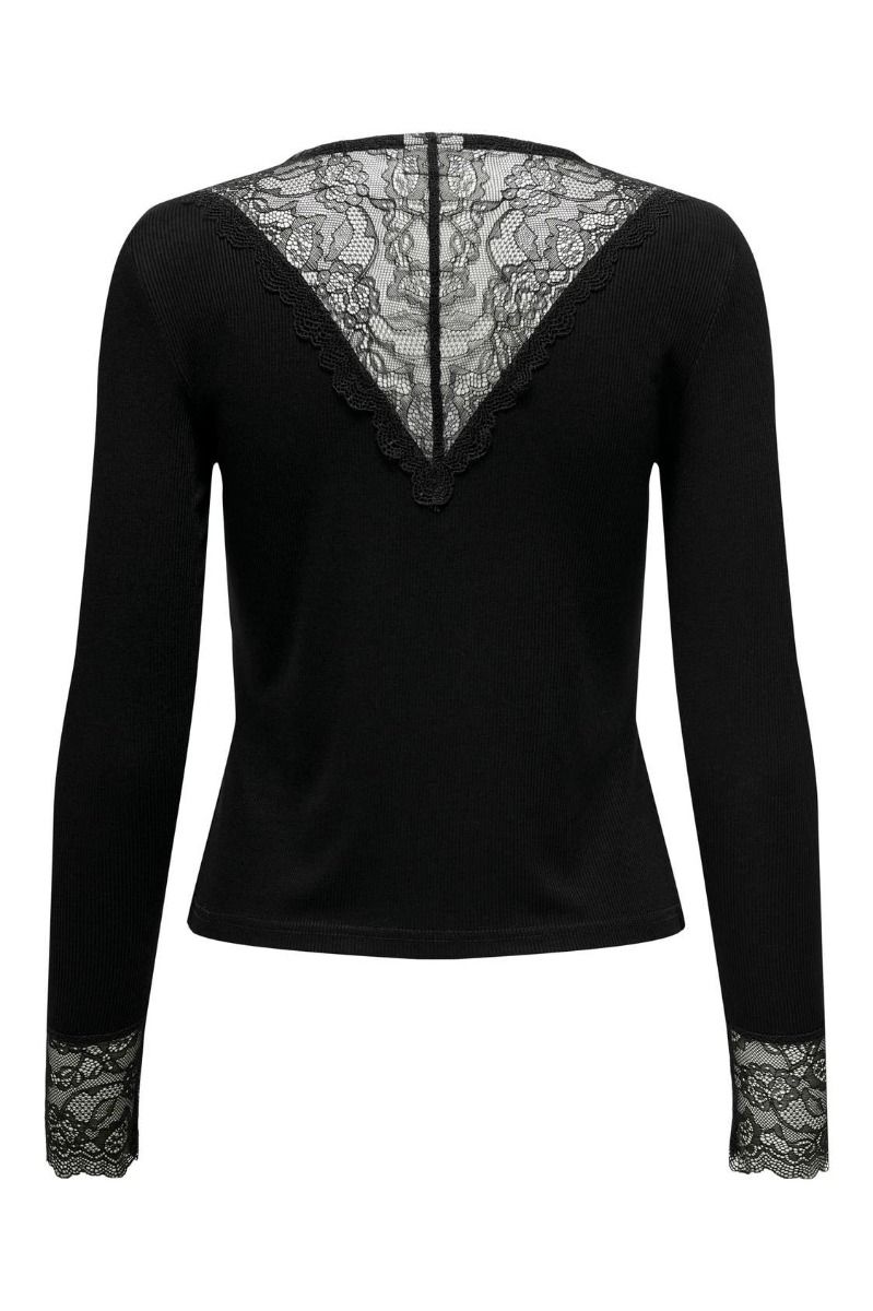 JDY - Bluse - JDY Roxy L/S Lace Top - Black