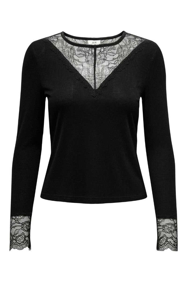 JDY - Bluse - JDY Roxy L/S Lace Top - Black