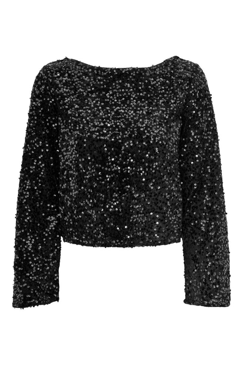 JDY - Top - Jdy Sara L/S Bow Sequins Top - Black