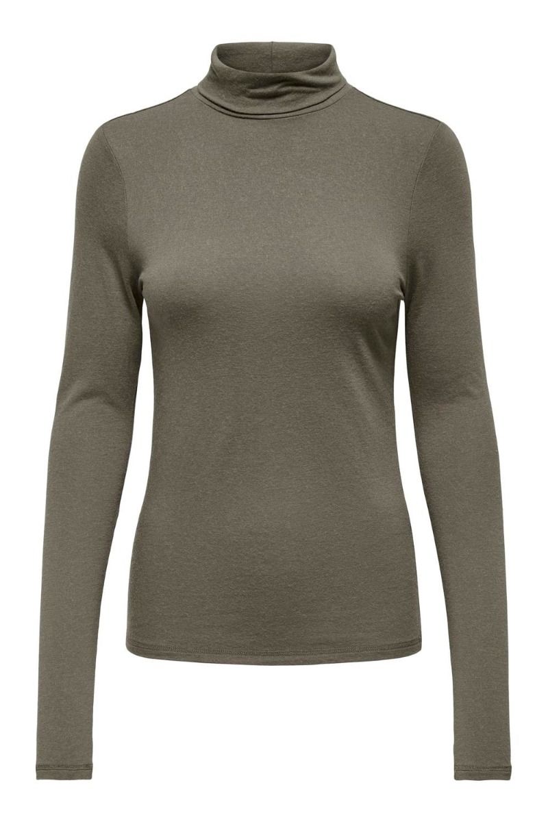 JDY - Bluse - JDY Suma Woolblend L/S Rollneck Top Jrs - Walnut