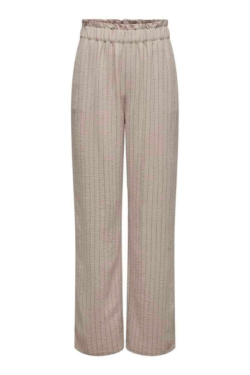 JDY - Bukser - JDY Divya Life Hw Striped Wide Pants - Beige
