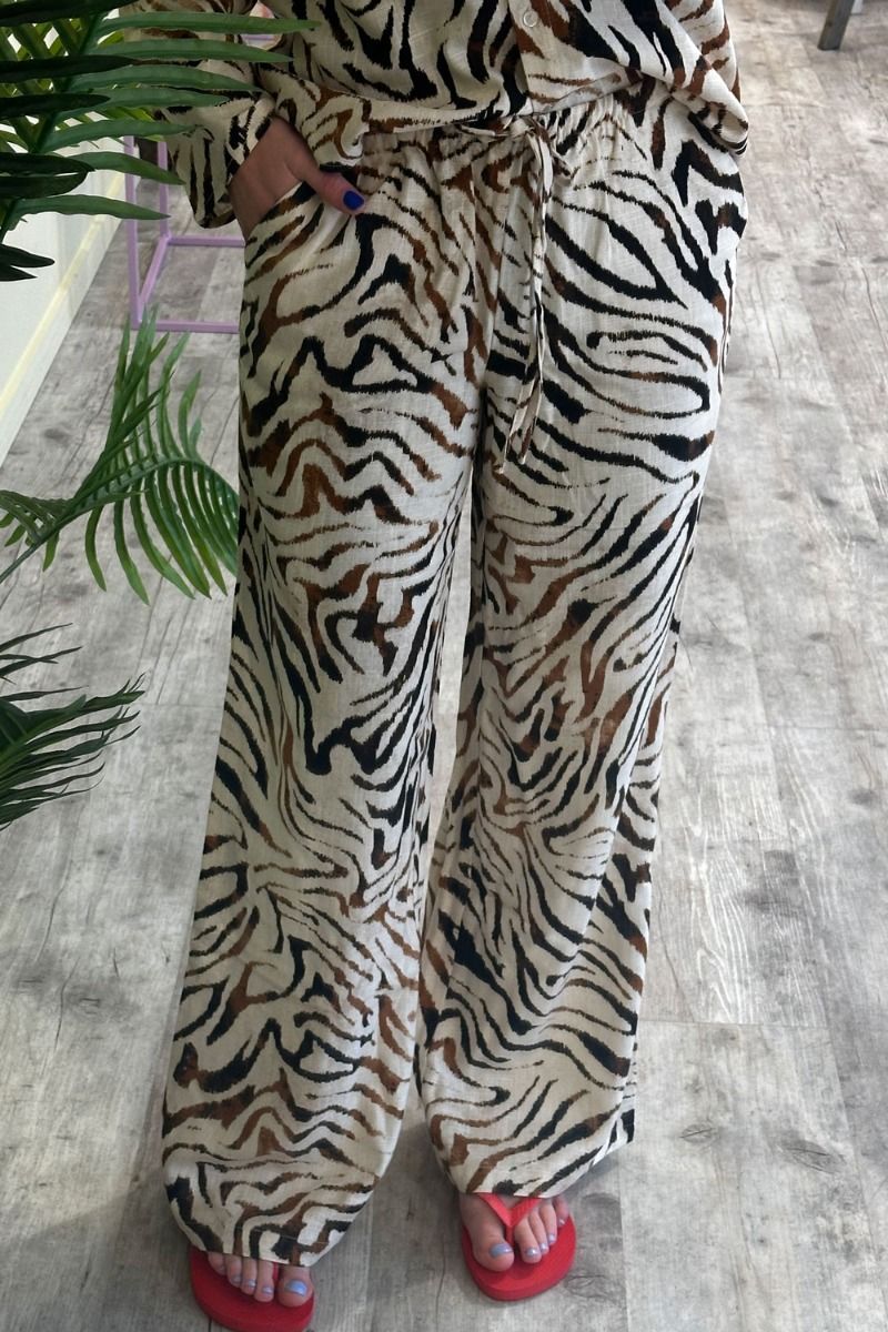 JDY - Bukser - JDY Naja Mw Linen Wide Pant - Sandshell