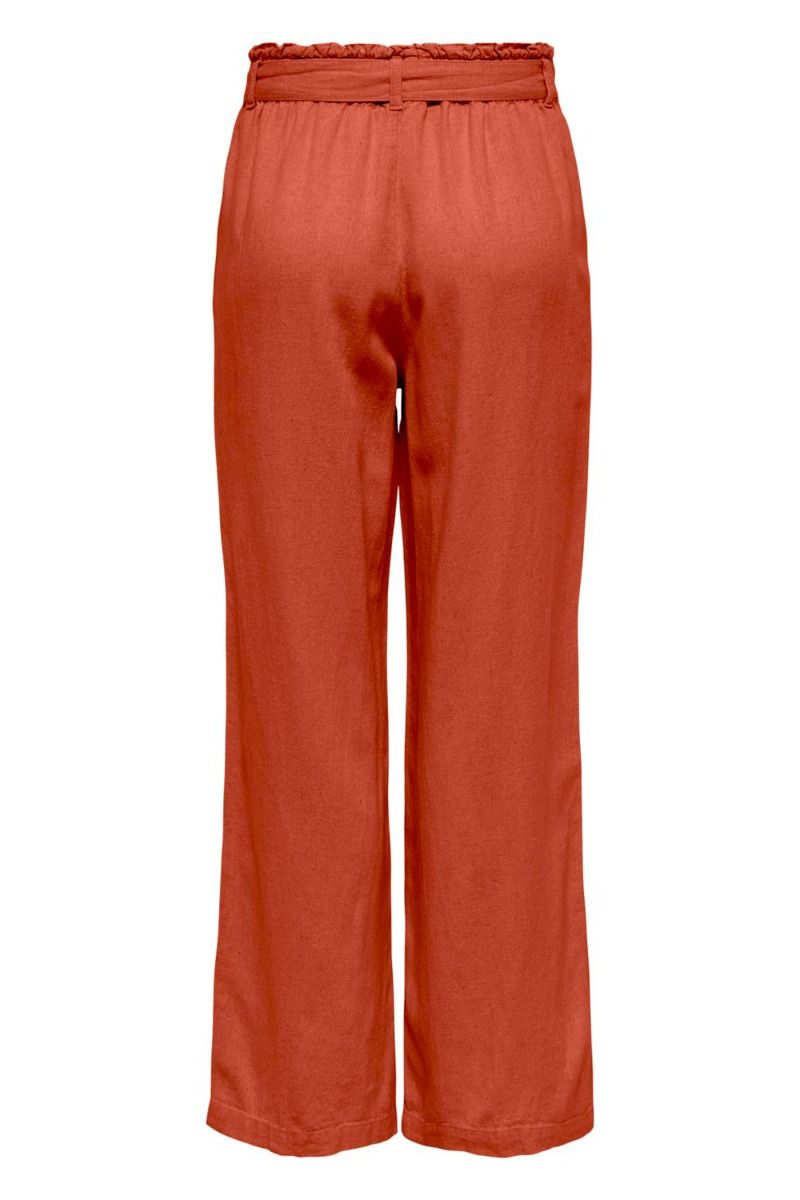 JDY - Bukser - JDY Say Linen Belt Pant - Hot Sauce