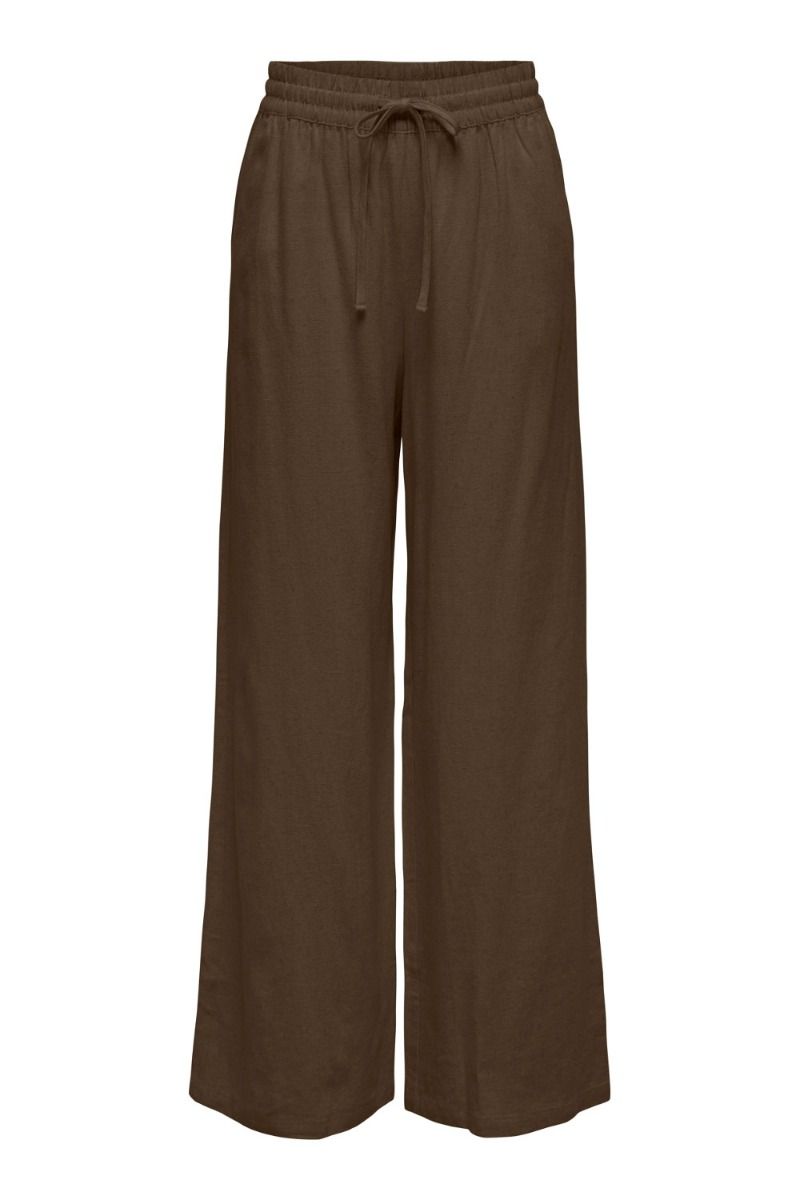JDY - Bukser - JDY Say Linen HW Wide Pant - Carafe