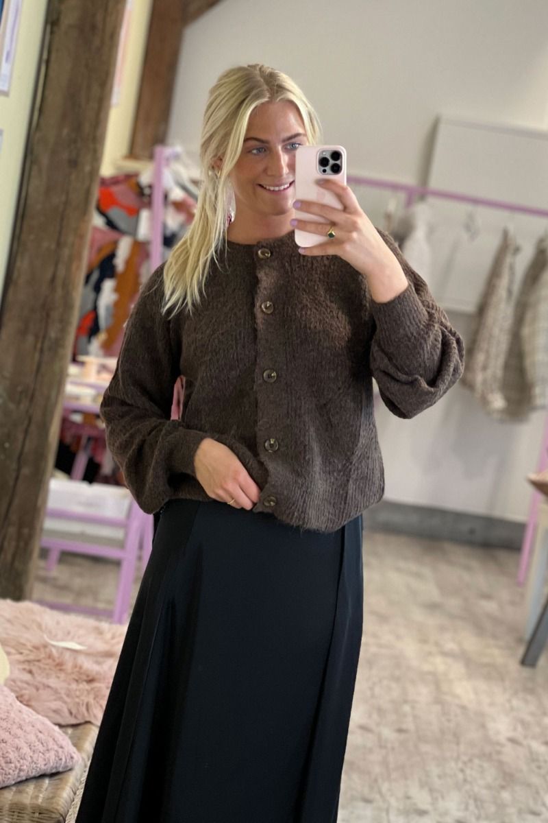 JDY - Cardigan - JDY Ingeborg Life L/S Short Cardigan - Chocolate Brown