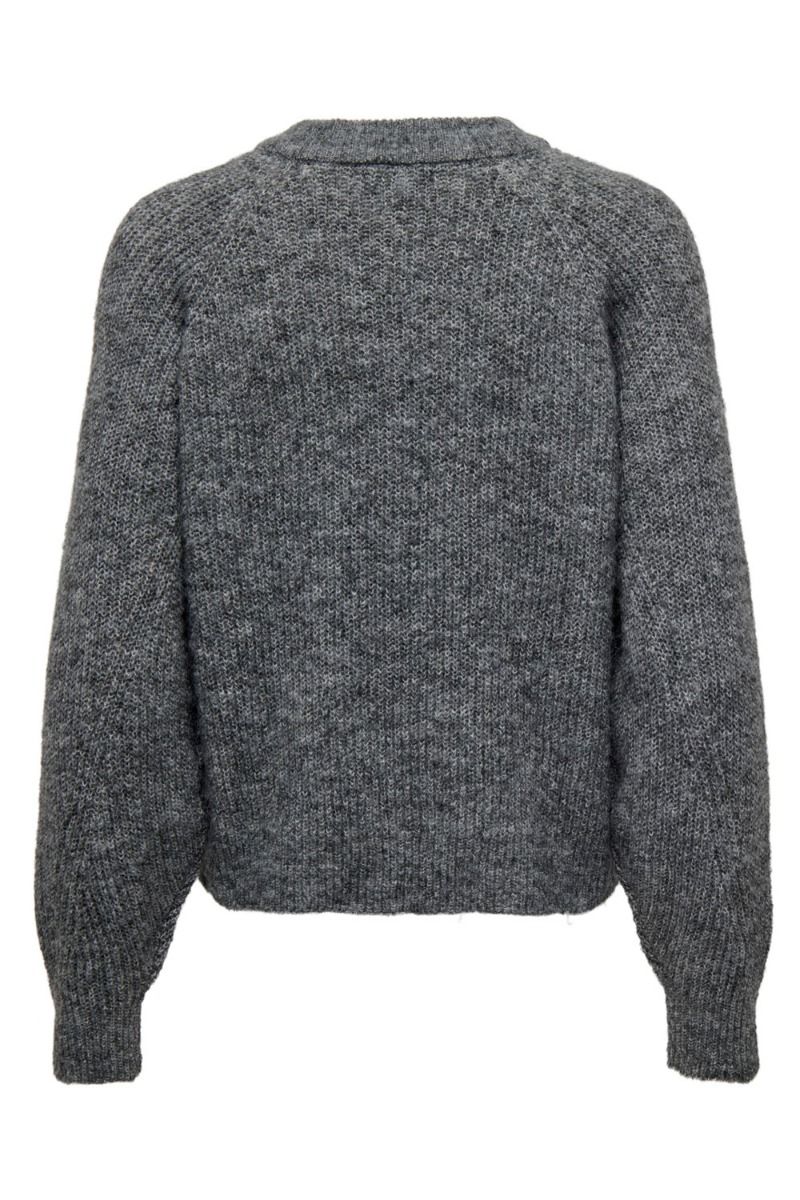 JDY - Cardigan - JDY Ingeborg Life L/S Short Cardigan - Dark Grey Melange