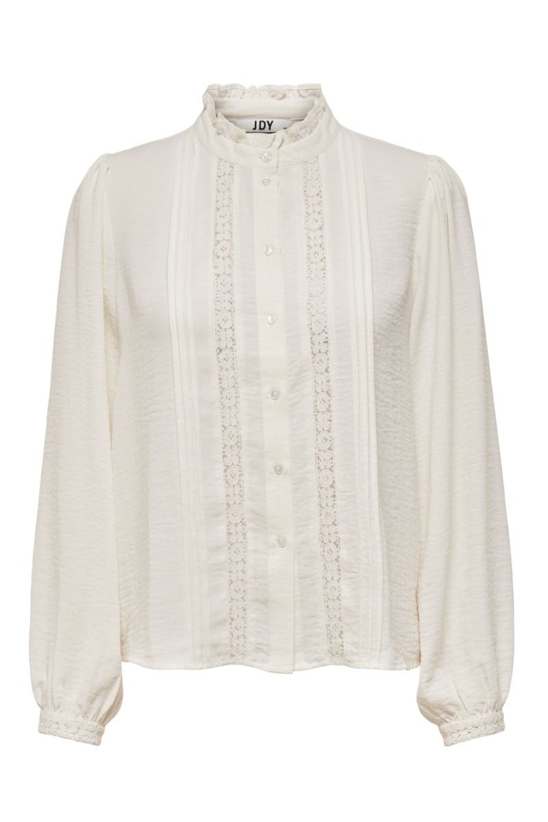 JDY - Bluse - Ellis Life L/S Lace Shirt - Cloud Dancer