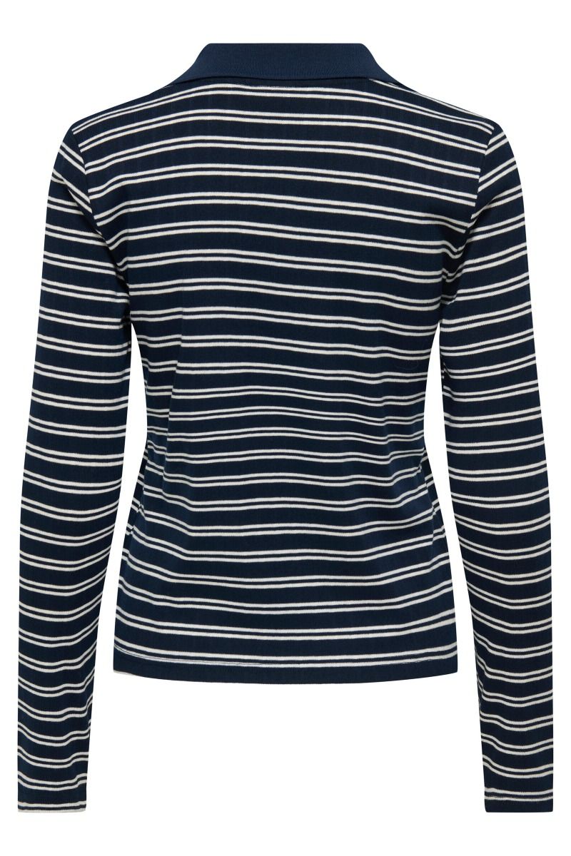 JDY - Bluse - Helga L/S Rib Polo Shirt - Navy Blazer