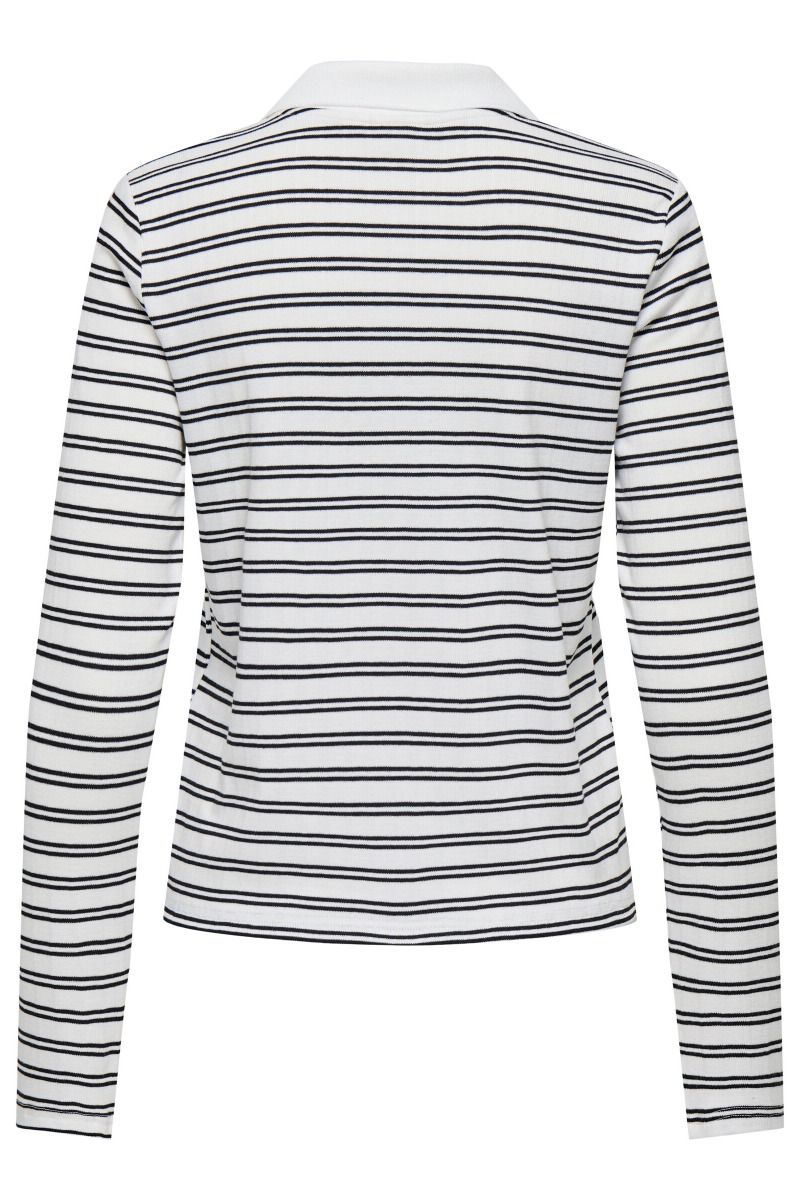 JDY - Bluse - Helga L/S Rib Polo Shirt - Cloud Dancer
