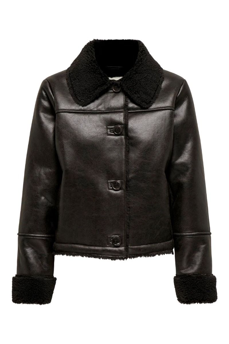 JDY - Jakke - JDY Fibbi Faux Shearling Jacket - Chocolate Torte