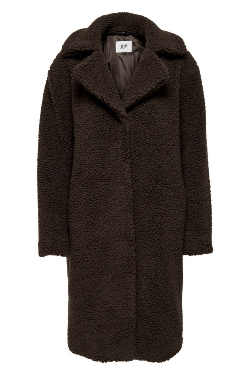 JDY - Jakke - JDY Legacy Long Sherpa Coat - Chocolate Brown