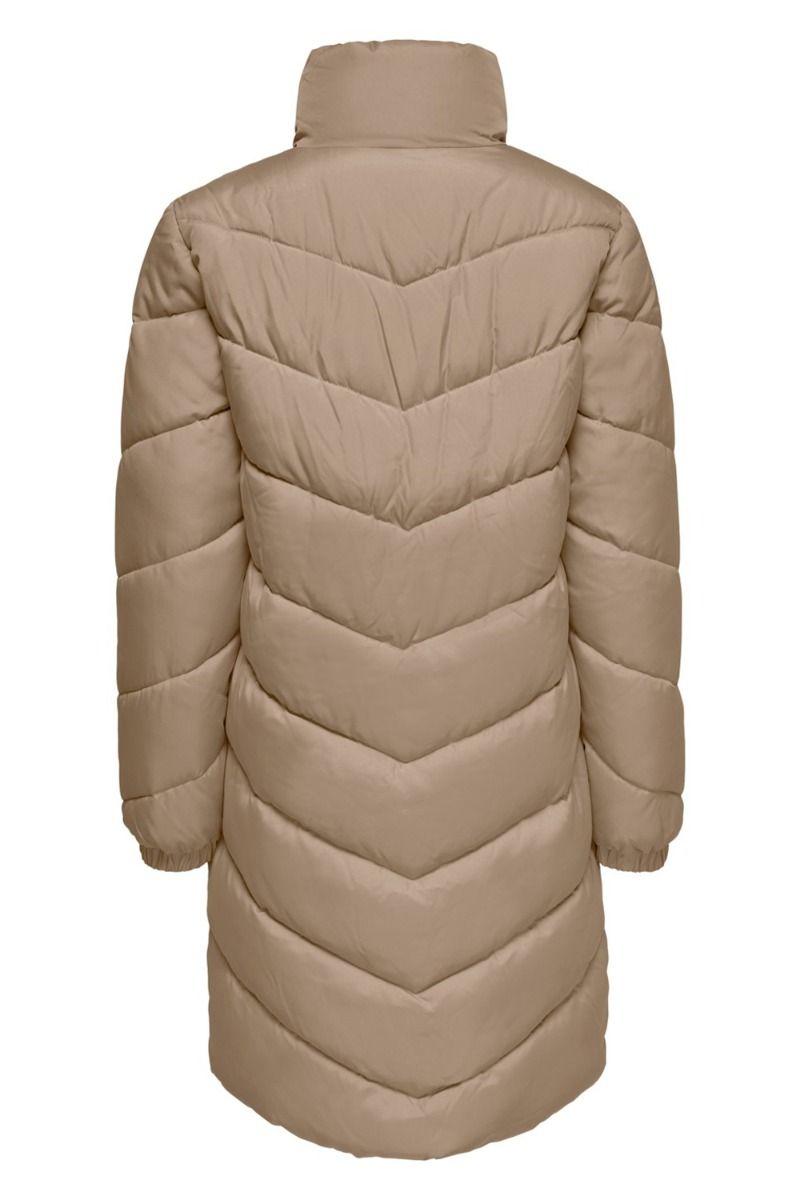JDY - Jakke - JDY New Finno Long Padded Jacket - Beaver Fur/Light Gold Zip