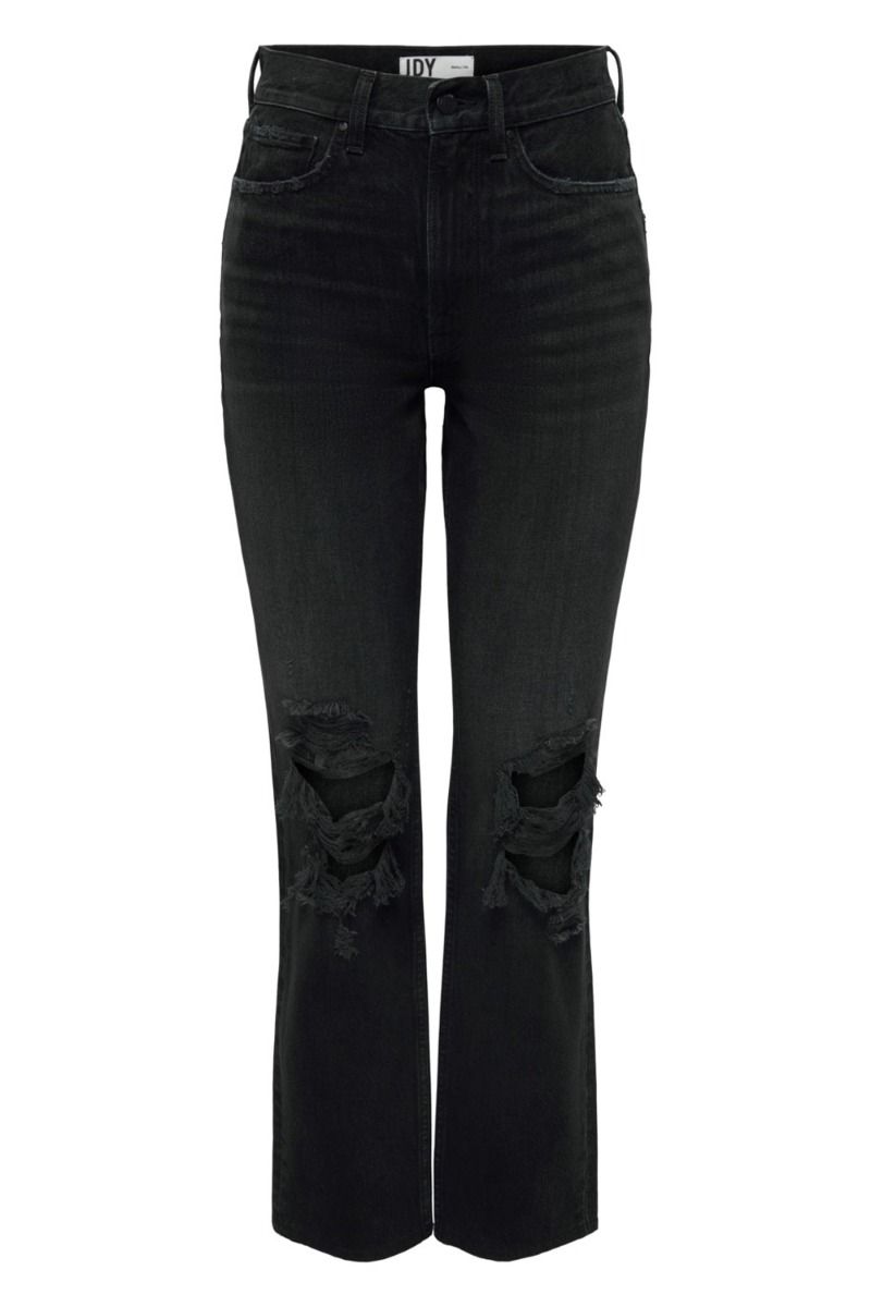 JDY - Jeans - JDY Vanja HW Boyfriend Destroyed Zip - Black Denim