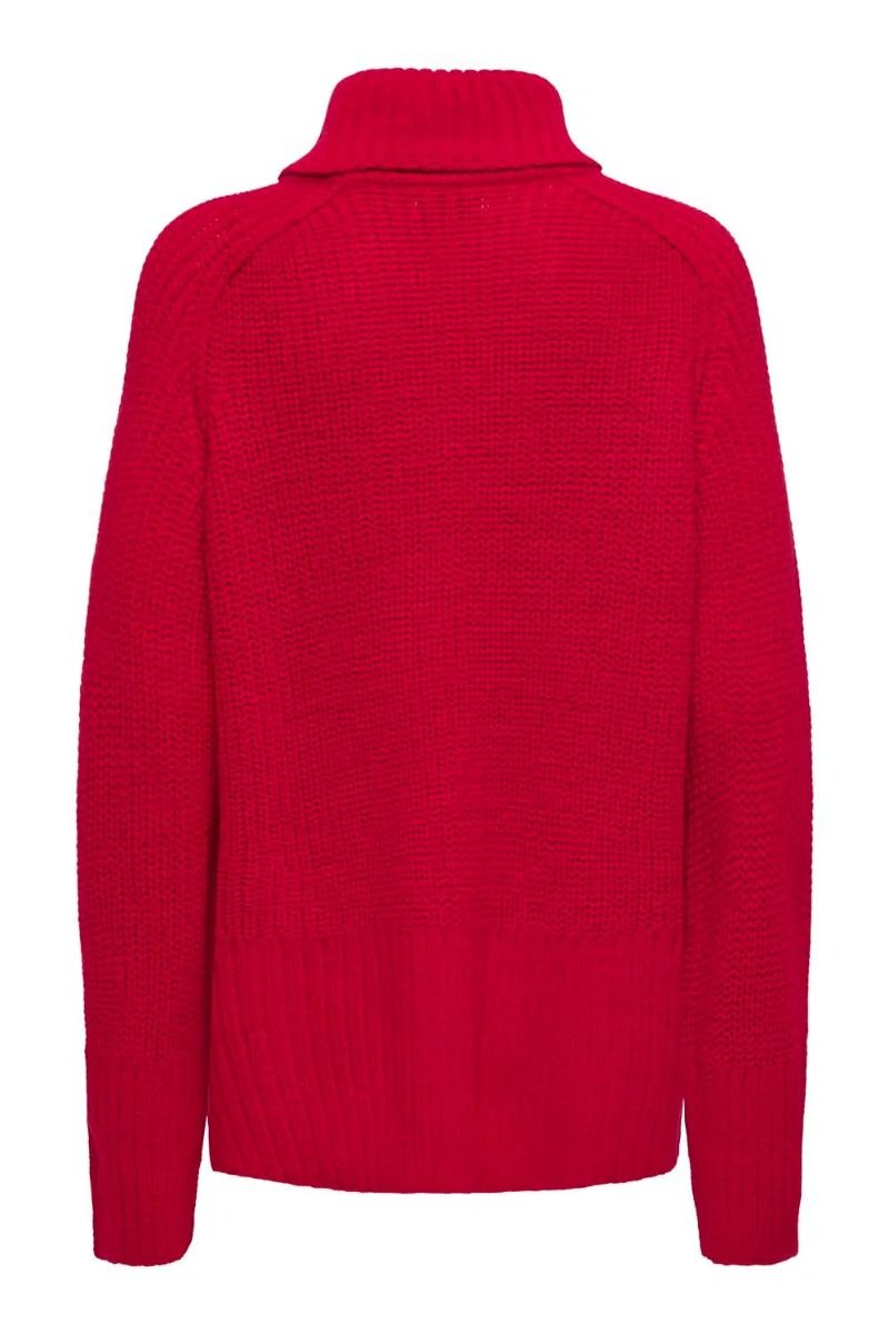 JDY - Strik - JDY Justy L/S Rn Raglan Slit Pull - Barbados Cherry