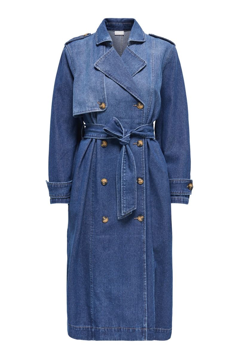 JDY - Jakke - Katrine LS Belt Trenchcoat - Dark Blue Denim