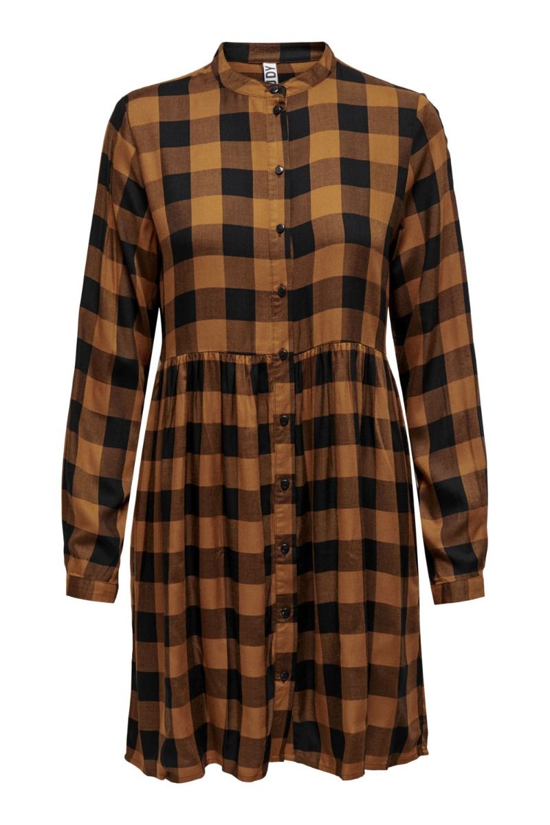 JDY - Kjole - Bear L/S Shirt Dress - Black/Leather Brown